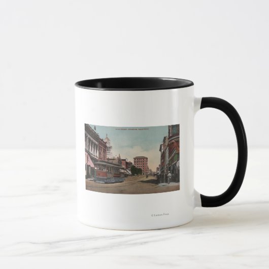 Mug Vue de la rue principale avec voiture de rue (Droite)