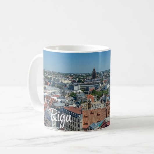 Mug Vue de la vieille ville de Riga d'en haut (Devant gauche)