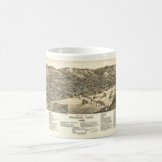 Mug Vue de l'oeil d'oiseaux de Bellaire, Ohio (1882) (Centre)