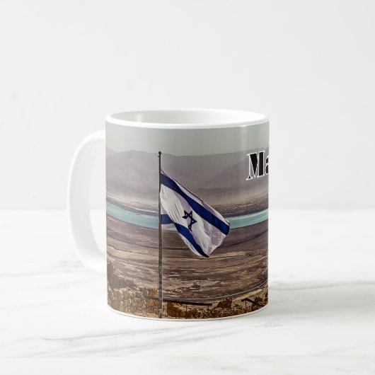 Mug Vue de Masada avec drapeau (Devant gauche)