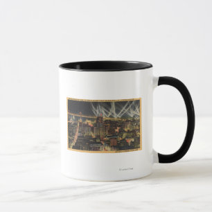Mug Vue de nuit de ville, pont de baie, projecteurs