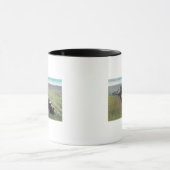 Mug Vue des fermiers récoltant avec un énorme cheval (Centre)