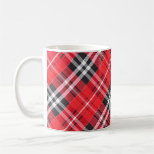 Mug Vue du dessus du motif en tissu tartan sur la tabl