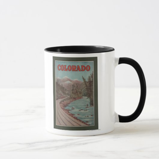 Mug Vue du train le long de la rivière - Affiche de vo (Droite)