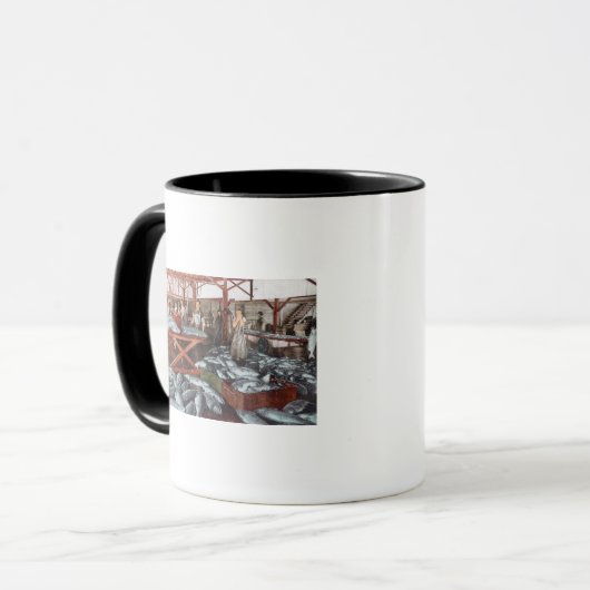 Mug Vue intérieure d'une cannerie Saumon (Devant gauche)