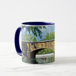Mug Vue panoramique de la pêche au saumon dans un ruis