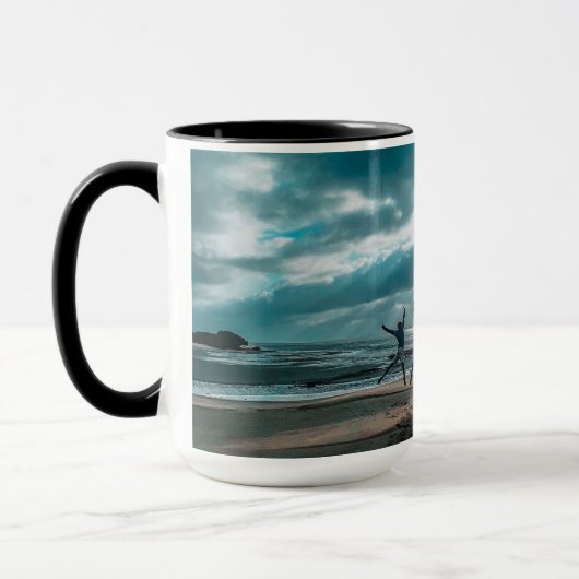 Mug Vue personnalisée sur la plage Ocean Café de scène (Gauche)