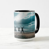 Mug Vue personnalisée sur la plage Ocean Café de scène (Devant droit)