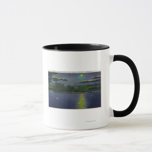 Mug Vue sur la lune de l'île historique de Squaw et du (Droite)
