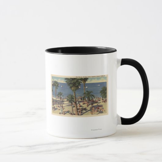 Mug Vue sur la plage d'Avalon avec bains de soleil (Droite)
