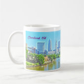 Mug Vue sur le fleuve Cleveland Ohio (Effet Peinture)  (Gauche)