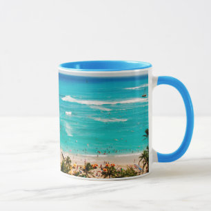 Mug Vue surélevée de la scène de Waikiki Beach, Honolu
