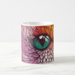 Mug vue vibrante et détaillée de l'œil d'un perroquet