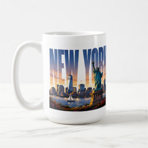 Mug Vues du front de mer de Liberty sur la skyline de