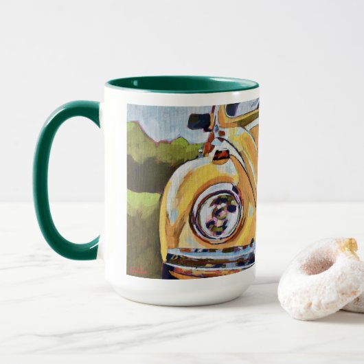 Mug VW Bug Painting - Gift for VW Bug Lovers (Avec donut)