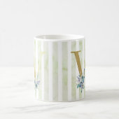 Mug W, initial doré avec rayures bleues et blanches (Centre)