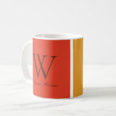 Mug W Retro Arc-en-ciel rayures personnalisé initial (Devant gauche)