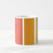 Mug W Retro Arc-en-ciel rayures personnalisé initial (Centre)