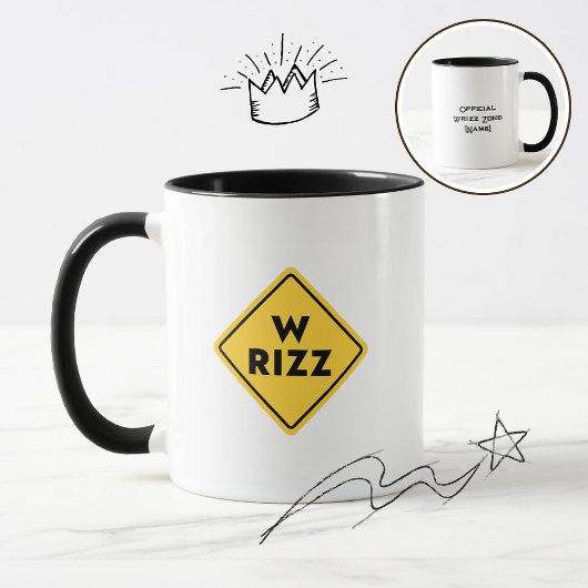 Mug W rizz US warning sign Meme Funny Quote