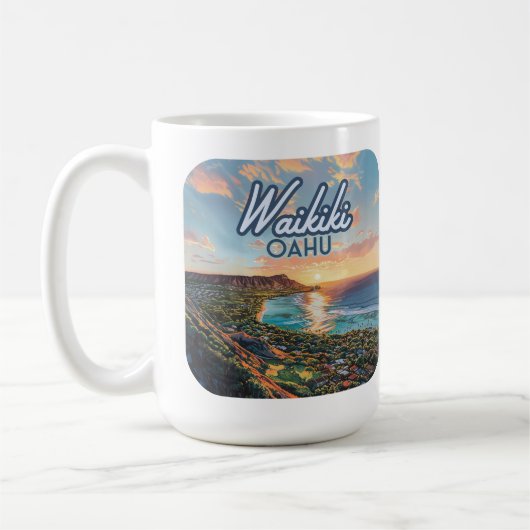 Mug Waikiki Beach Honolulu Oahu Hawaii Retro (Gauche)