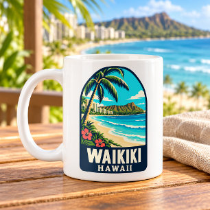 Mug Waikiki Hawaii Diamond Head Plage Vintage