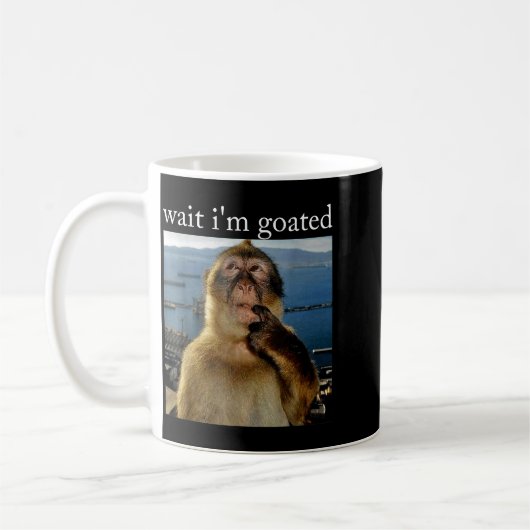 Mug Wait I'm Goated Funny Thinking Monkey Meme Brainro (Gauche)