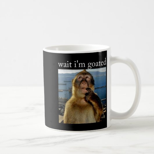 Mug Wait I'm Goated Funny Thinking Monkey Meme Brainro (Droite)