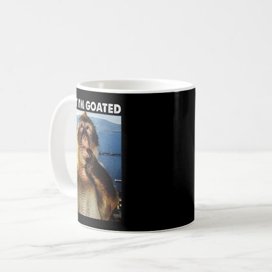 Mug Wait I'm Goated Funny Thinking Monkey Meme Brainro (Devant gauche)