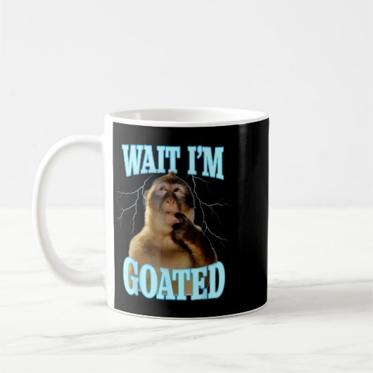 Mug Wait I'm Goated Funny Thinking Monkey Meme Brainro (Gauche)