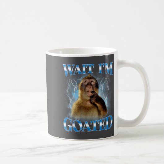 Mug Wait I'm Goated Funny Thinking Monkey Meme Brainro (Droite)