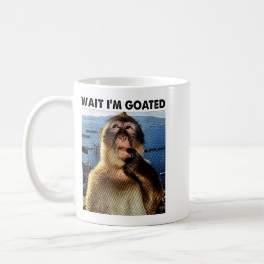 Mug Wait I'm Goated Y2k Funny Thinking Monkey Meme Bra (Gauche)