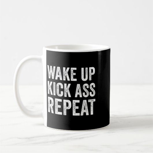 Mug Wake Up Kick Repea,funny Quote Workout Motivation (Gauche)
