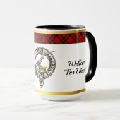 Mug Wallace Clan Badge Tartan w/Gold Rim (Devant droit)