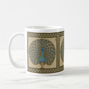 Mug Walter Crane Or Art Peacock Bleu Or Vintage