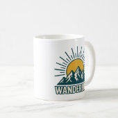 Mug Wanderlust Retro Teal Mountain Sunrise | Hiking (Devant droit)