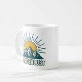 Mug Wanderlust Retro Teal Mountain Sunrise | Hiking (Devant gauche)