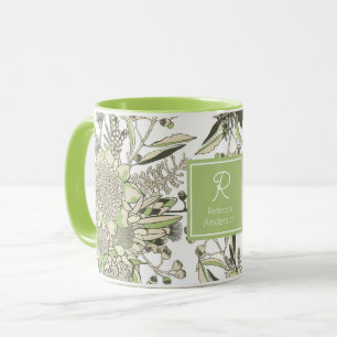 Mug Waratah & Gumnut Eucalyptus - Vert Et Blanc