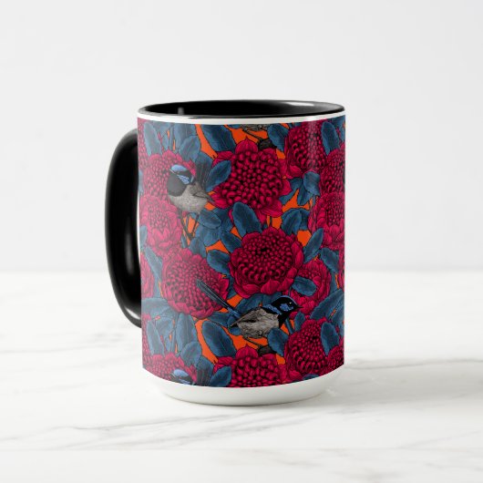 Mug Waratah rouge et brunes (Devant gauche)