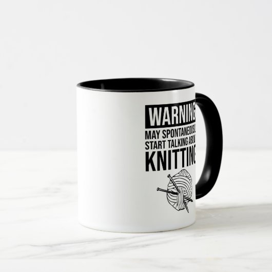 Mug Warning - May Start Talking About Knitting (Devant droit)