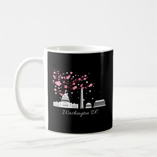 Mug Washington Dc Monuments Mémoriaux Fleurs de cerisi (Gauche)