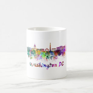 Mug Washington DC skyline in watercolor