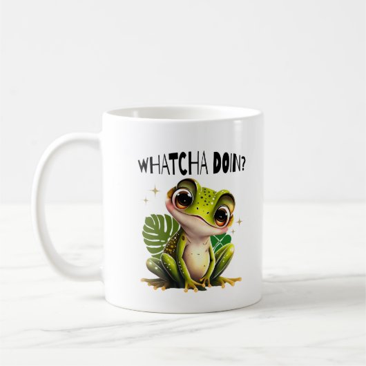 Mug Watcha Do ? Funny Curious Frog (Gauche)