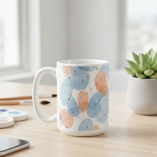 Mug Watercolor Abstract Pebble Shapes Pattern Coffee