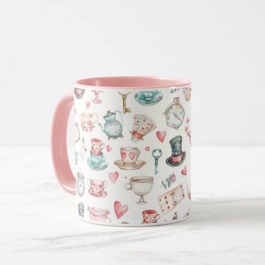 Mug Watercolor Alice Pattern  (Devant gauche)