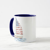 Mug Watercolor American Flag Voilier Côté (Devant gauche)
