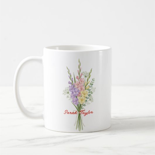 Mug Watercolor Birth Flower Larkspur Custom (Gauche)