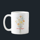 Mug Watercolor Birth Flower Marigold Custom<br><div class="desc">Celebrate a special connection with our Watercolor Birth Flower Personalized Mug. Featuring a floral illustration that represents the unique beauty of their birth month, this mug blends artistic flair with everyday functionality. The soft, ethereal watercolor textures pop against the crisp ceramic, creating a piece that feels more like a work...</div>