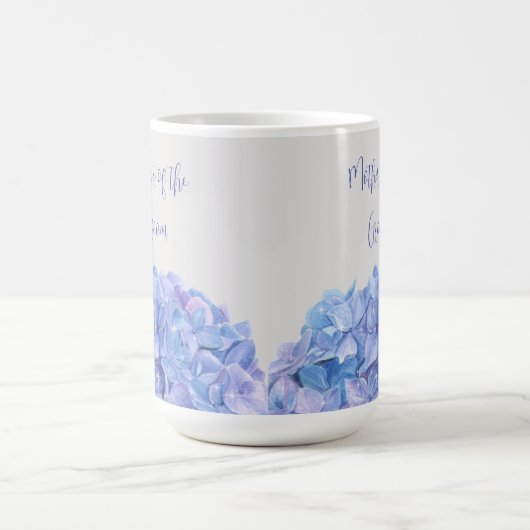 Mug Watercolor Blue Hydrangea Bride fête (Centre)