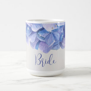 Mug Watercolor Blue Hydrangea Bride fête