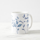 Mug Watercolor Blue Leaves (Devant droit)